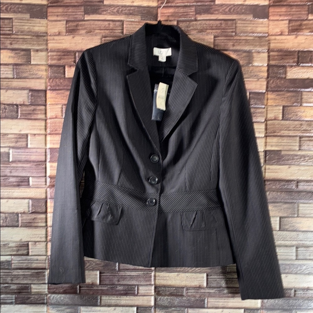 NWT Women's Black Pinstripe Blazer Ann Taylor Size 8